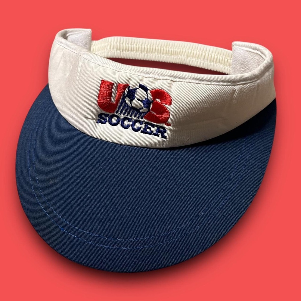 Vintage US Soccer Visor Hat 90s World Cup Blokecore Sporty Rare